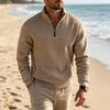 Men S Autumn Winter Stand Collar Pullover Sweatshirt Jacquard Plaid Loose Fit