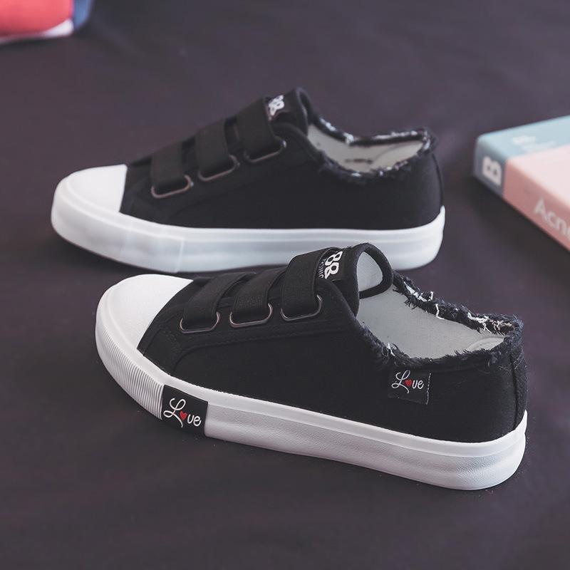 Студенческие парусиновые туфли на липучке, женская обувь, корейская версия парусиновых туфель ульцзан, универсальные дышащие кроссовки