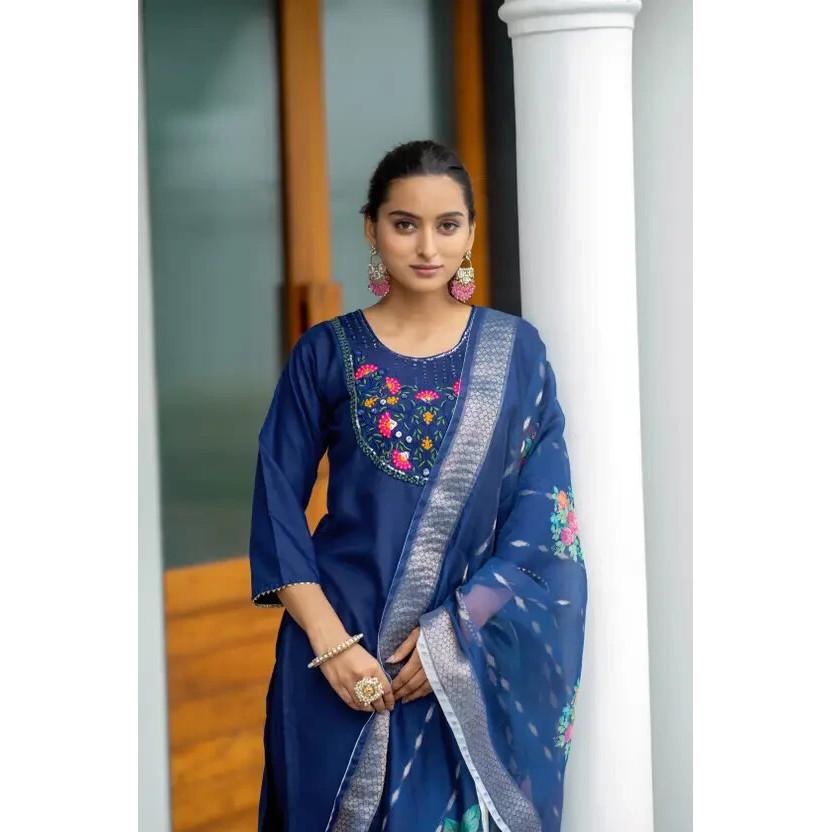 Женский комплект курти из индийского пакистанского хлопка, вискоза, брюки, дупатта, сальвар-камиз, платье SC-2248