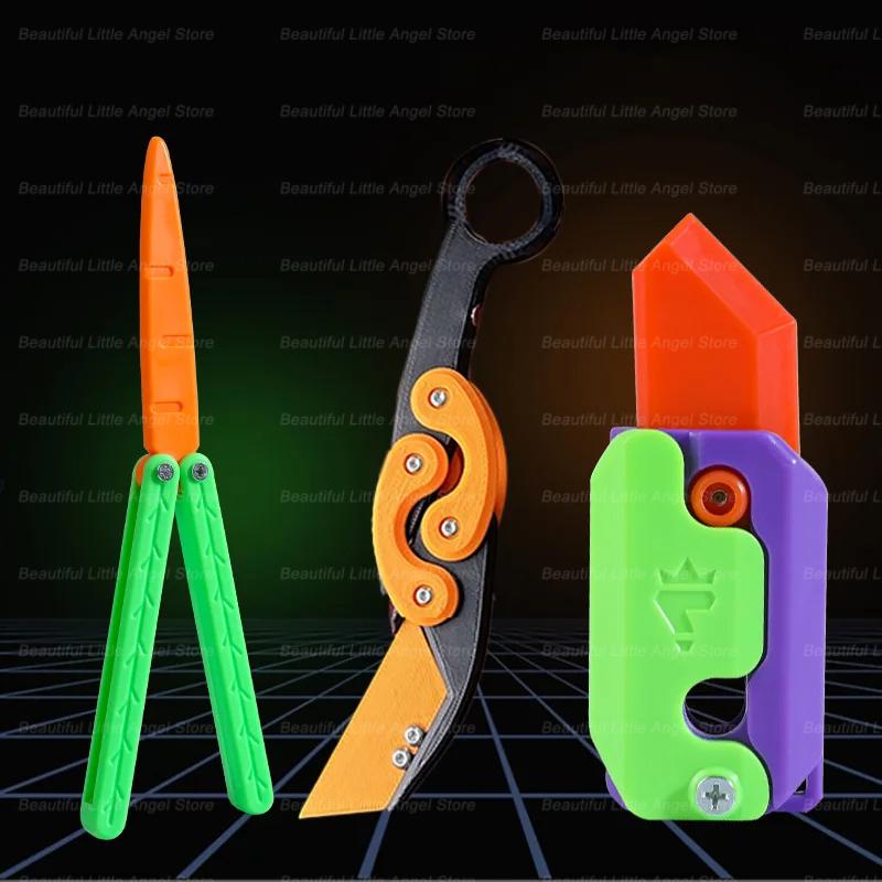 Новый 3D печатный гравитационный коготь-нож, игрушка для снятия стресса, бабочка, Непоседа, захват для рук, сенсорная игрушка, складной нож-коготь, редис для подарка