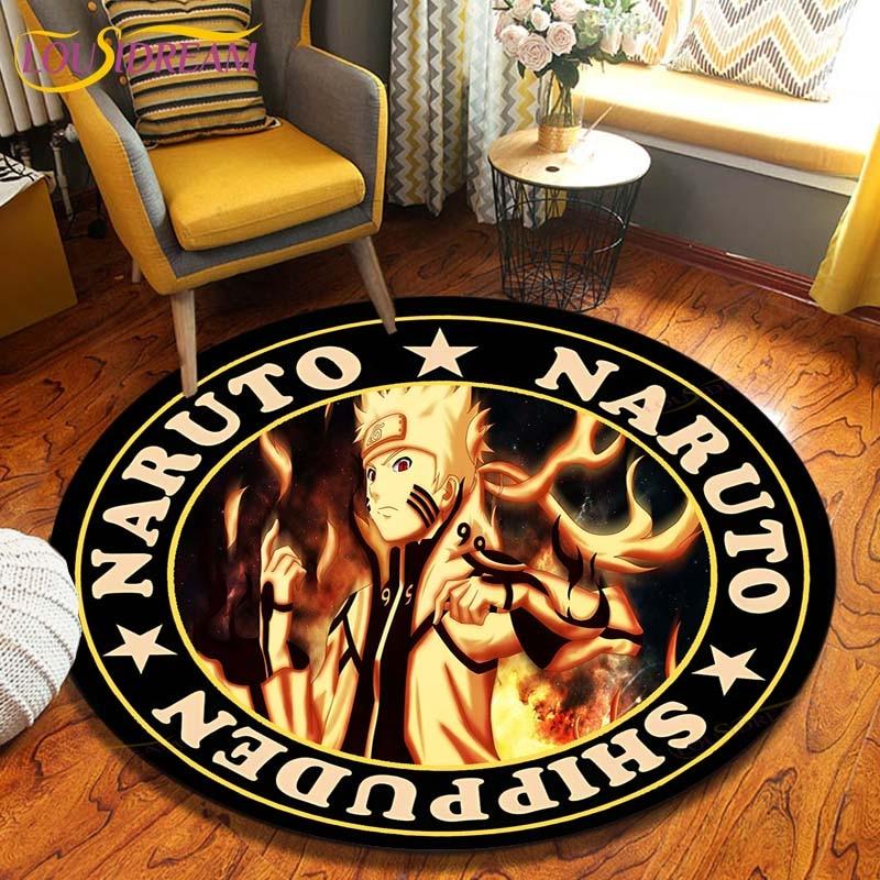 Круглый ковер в стиле аниме «Наруто», напольный коврик для спальни, фланелевый ковер с животными, противоскользящий детский игровой коврик, декоративные коврики для детской комнаты