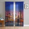 Современные шторы «Нью-Йорк Ночь» для гостиной, прозрачные тюлевые шторы для окон, аксессуары для спальни, декор