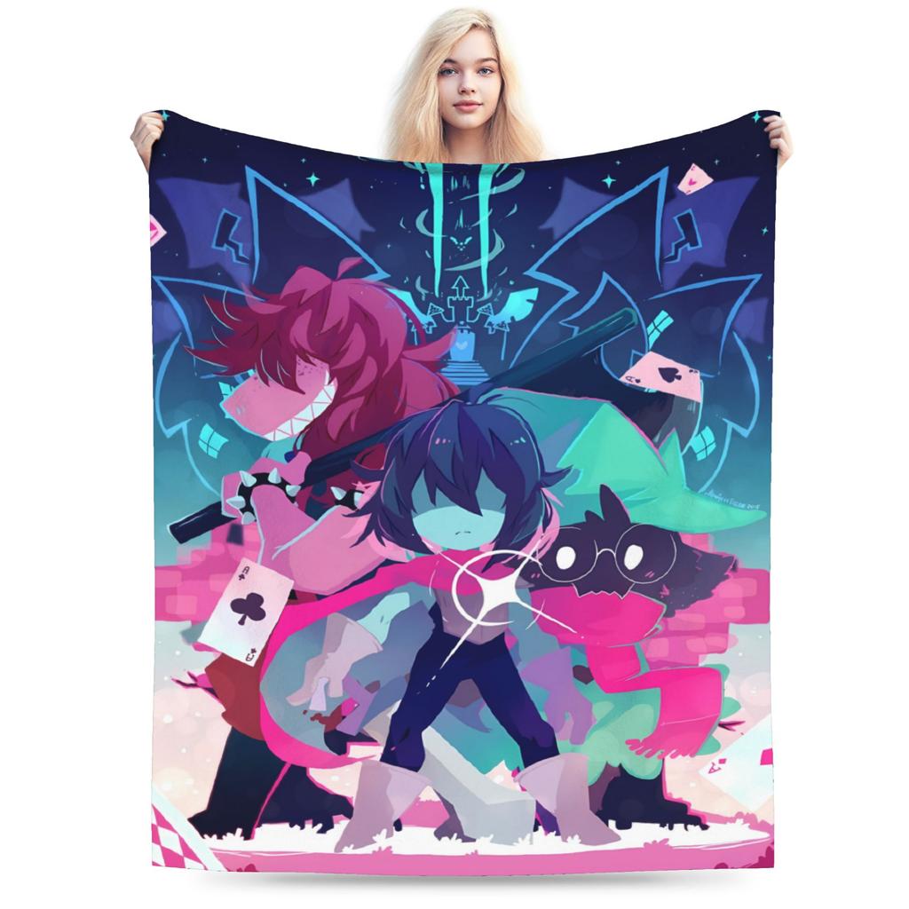 Игровое ПО Deltarune Теплые одеяла Детские и взрослые Плюшевое покрывало Уютная гостиная Фланелевая простыня Чехол для дивана-кровати