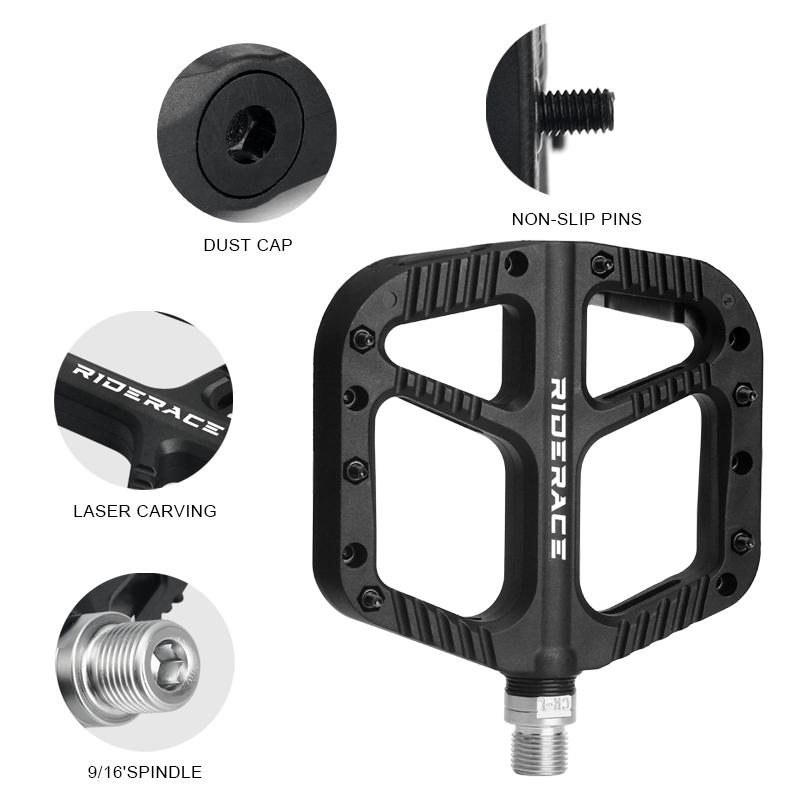 Bike Pedals Nylon Sealed Bearings Road BMX MTB Mountain Bicycle Wide Flat Platform Ultralight 9/16 Inch Non-Slip Cycling Parts