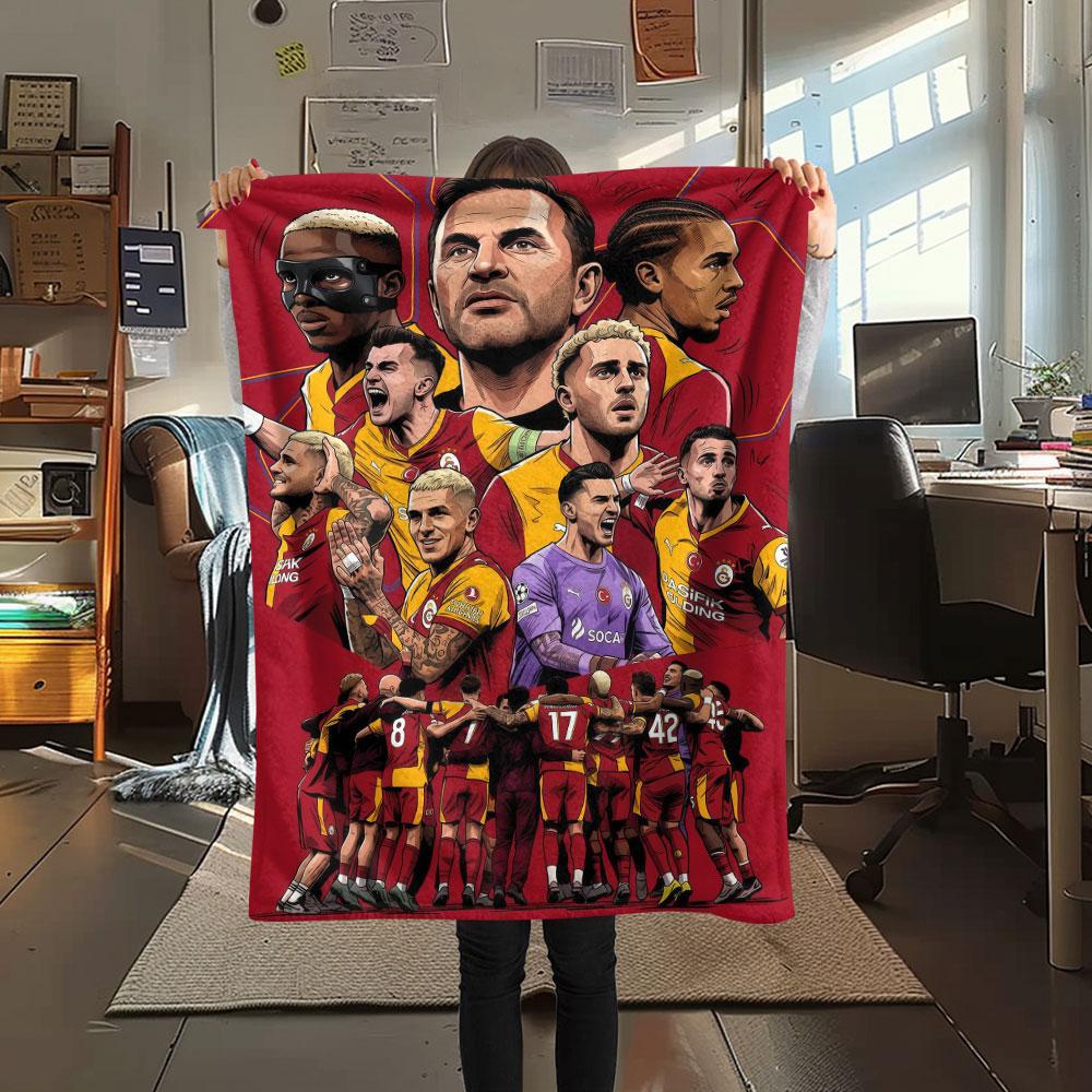 Фланелевое одеяло с принтом игроков Galatasaray SK, мягкий плед для спальни, дивана, стирающийся, сувенир для фаната, отличный подарок.