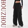 Y2K Женская черная уличная одежда Techwear Корейский Харадзюку Спортивные штаны с парашютом Мужские спортивные штаны Широкие брюки для бега Брюки Одежда