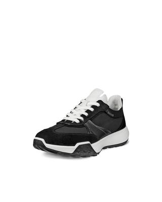 Женские повседневные ботинки-кроссовки ECCO Retro из кожи, Черный/Черный/Черный/Белый, Размер 23,0 см, 3E