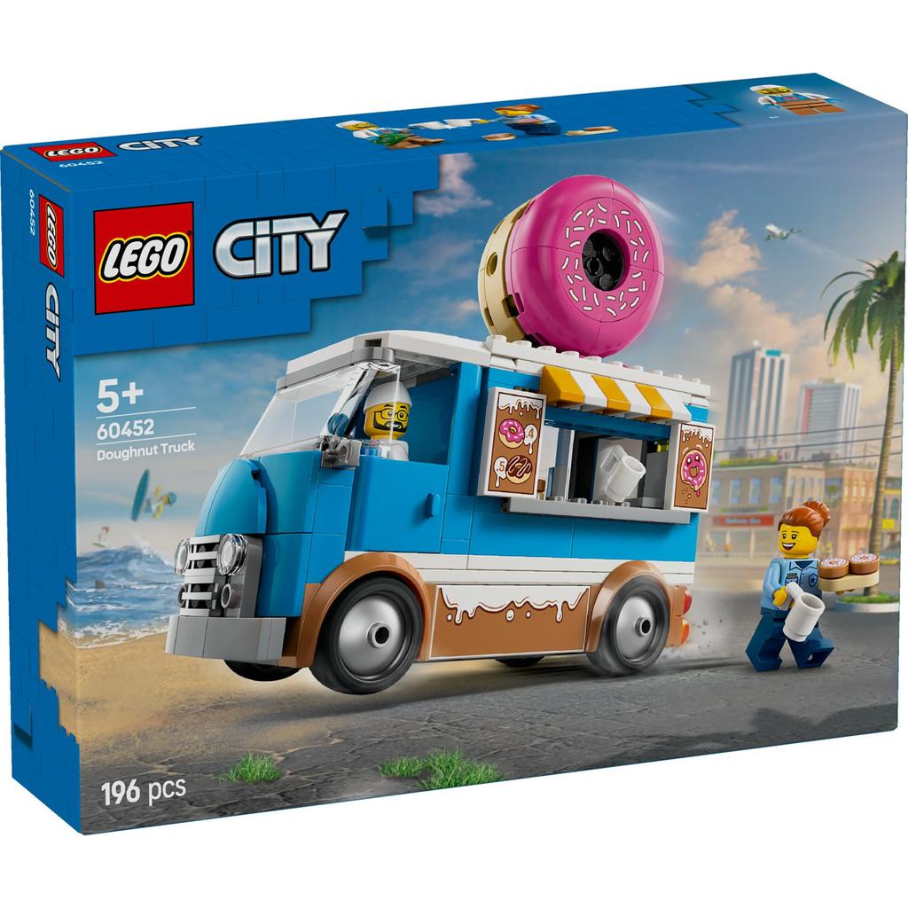 Игрушка LEGO City Магазин пончиков, Подарок на день рождения, Развивающие строительные блоки, Для мальчиков и девочек, Возраст 5, 6, 7, 8 лет, Транспортные средства, Миниатюрные машинки, Городская застройка, 60452