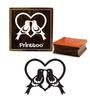 Printtoo Wooden Square Rubber Stamp Heart With Bird Pattern Craft Textile Stamps-2 X 2