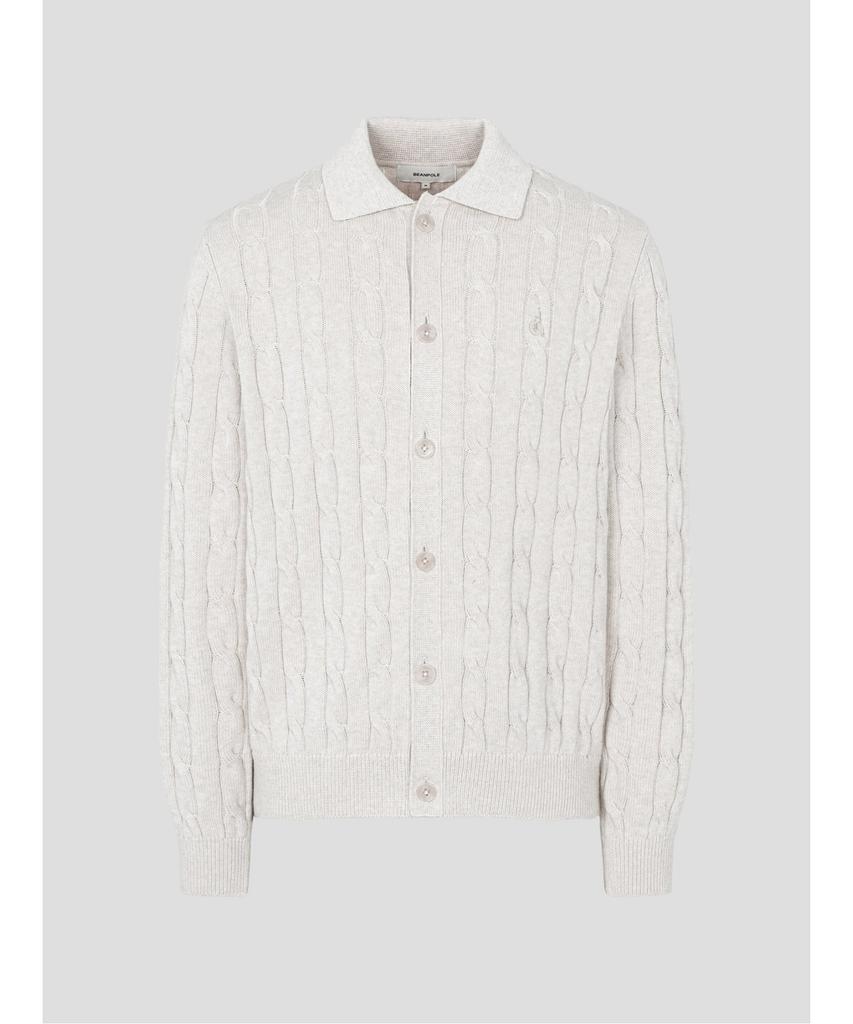 Beanpole Men Cable Collar Neck Cardigan Beige