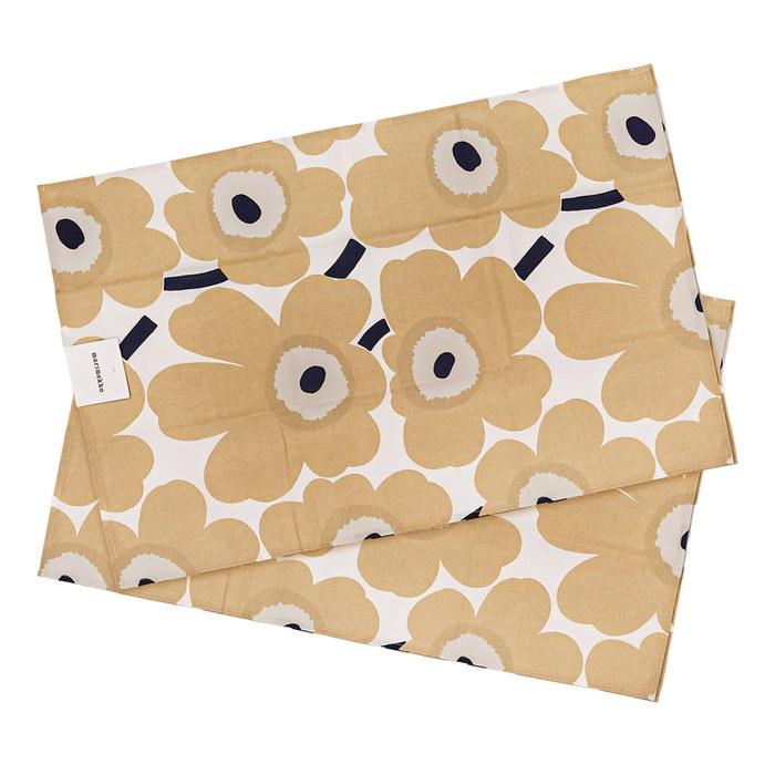 Marimekko Tea Towels, 2-Pack, Unikko, Off-White, Beige, Dark Blue, 069803 185(75095-185)