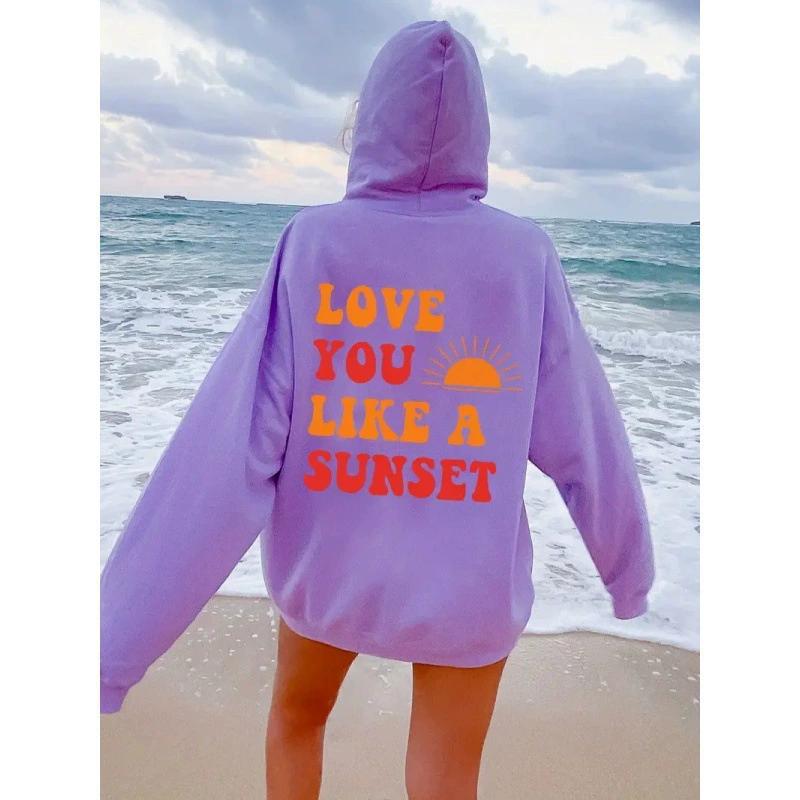 European Print Hawaiian Hibiscus Large Drop Shoulder Sleeves Threaded Hoodie Trendy and Fashionable Hooded Hoodie Top