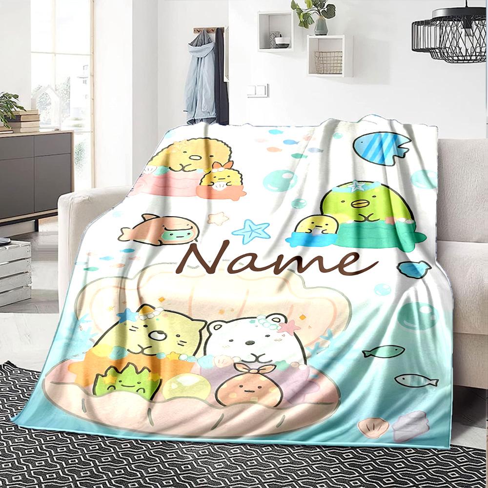 Customiz Name Personality Sumikko Gurashi Blanket Soft &Warm Sofa Office Bed Travel Lunch Break Blanket, Gift Suitable All Seasons
