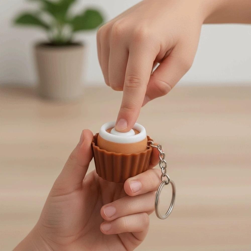 Waterproof 3D Printed Cake Clicker Key Chain Pendant Mini Cartoon Sensory Clicker PLA Biscuit Funny Fidget Sport Lover Gift