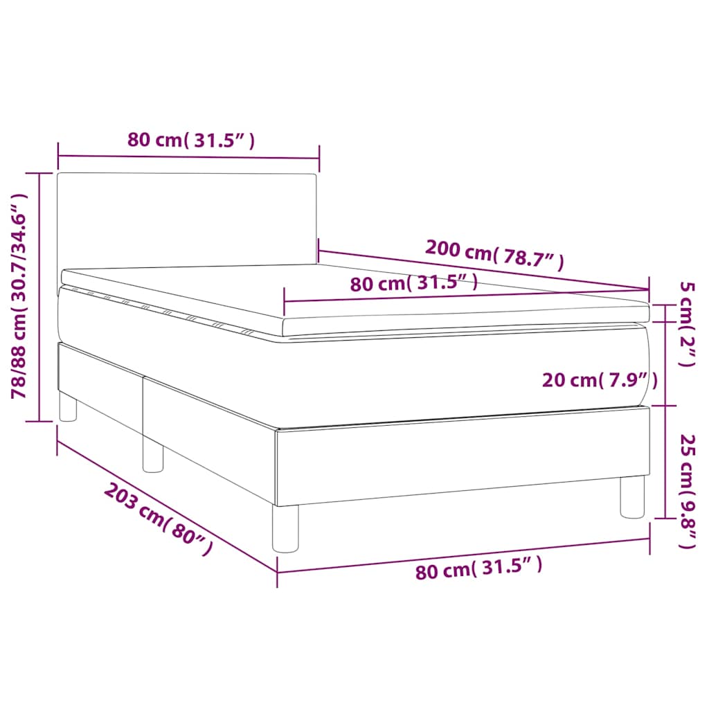 Vidaxl Łóżko Kontynentalne Z Materacem, Niebieskie, Tkanina, 80X200 Cm