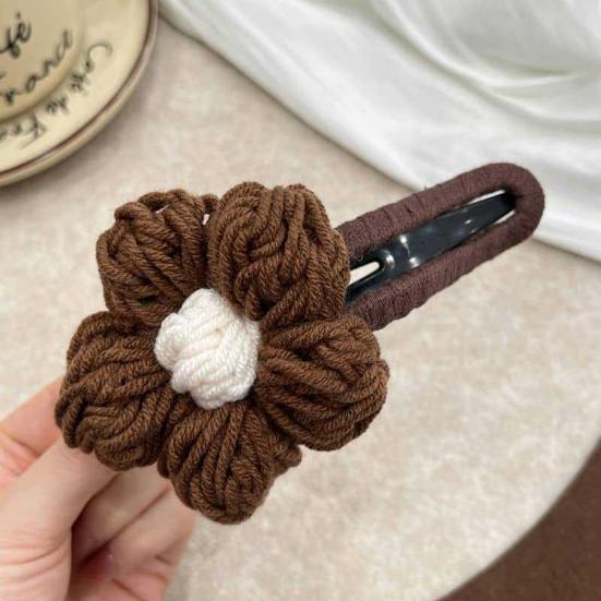 Yousheng Women Hair Clip Hand-Woven Knitting Flower Decor Hair Pin with Soft Yarn Multi-Purpose Hairpin Hair Accessories