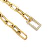 Women's Stylish Stainless Steel Pendant Necklace with Geometric Pattern and Link Chain Featuring Zircon Main Stone