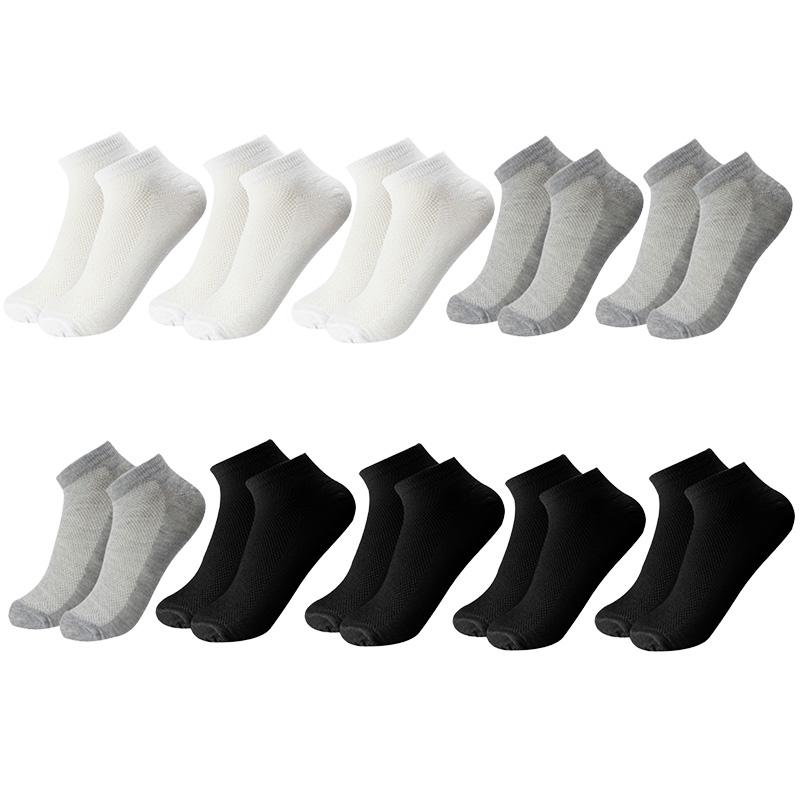 10 Pairs/Lot Breathable Men's Socks Short Ankle Elastic Solid Color Mesh Cotton Business Unisex Sock Plus Size EU38-46