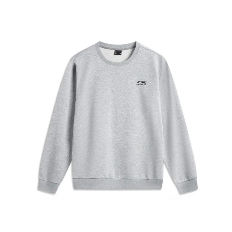 Li Ning Логотип с надписью Модный Повседневный Хлопковый Удобный Универсальный Флисовый Теплый Пуловер с Круглым Вырезом Толстовка с Длинным Рукавом Мужская толстовка AWDVP63-1