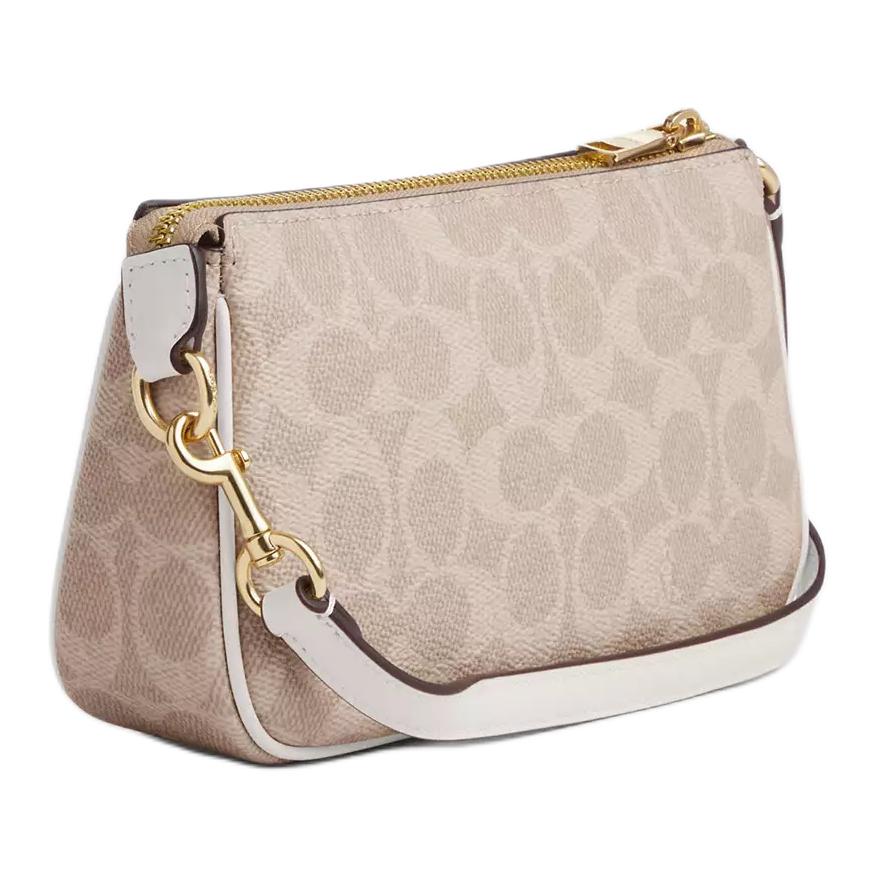 Coach Nolita 19 Классическая сумка-тоут через плечо из покрытого холста с принтом монограммы, на молнии, маленькая женская сумка, цвет Песок Меловой Белый CW426-IMXDM