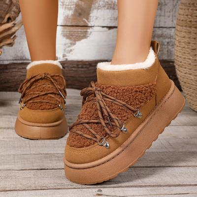 Модные женские зимние сапоги средней длины выше колена, теплые женские туфли на шнуровке, обувь на утолщенной подошве, осенне-зимние новые ботильоны