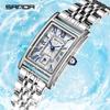 SANDA 1116 Quartz Watch Women Elegant Design Watches Rectangle Dial Waterproof Steel Leather Business Ladies Wristwatches Gift