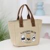Cartoon Cute Bear Printed Pattern Canvas Tote Food Bag Lunch Bag Office Worker Bag Handbags Picnic Travel Bento Tote Bag
