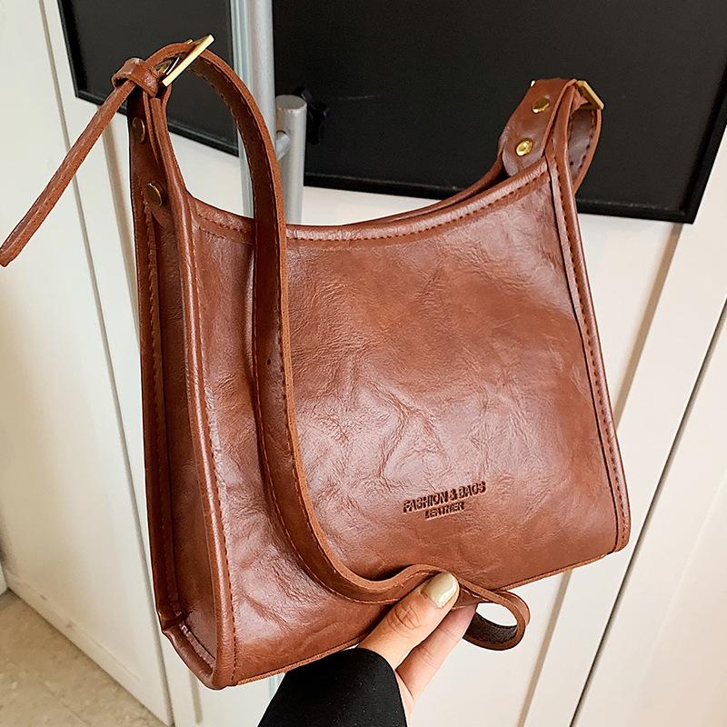 Большая вместительная сумка-тоут, осенне-зимняя новая сумка через плечо для женщин, модная сумка через плечо в стиле ретро, универсальная сумка через плечо