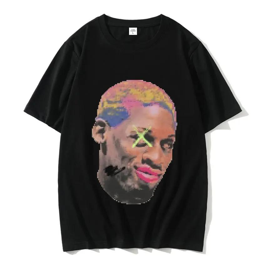 Футболка Hot Basketball Boys The Worm Dennis Rodman Graphic Tee Shirt Men's Hip Hop Fashion Punk Streetwear Male Summer Oversized T Shirt