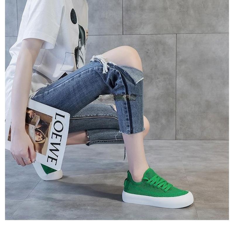 Трикотажные сетчатые туфли женские летние дышащие кроссовки модные туфли на плоской платформе женские белые повседневные спортивные туфли Tenis Feminino