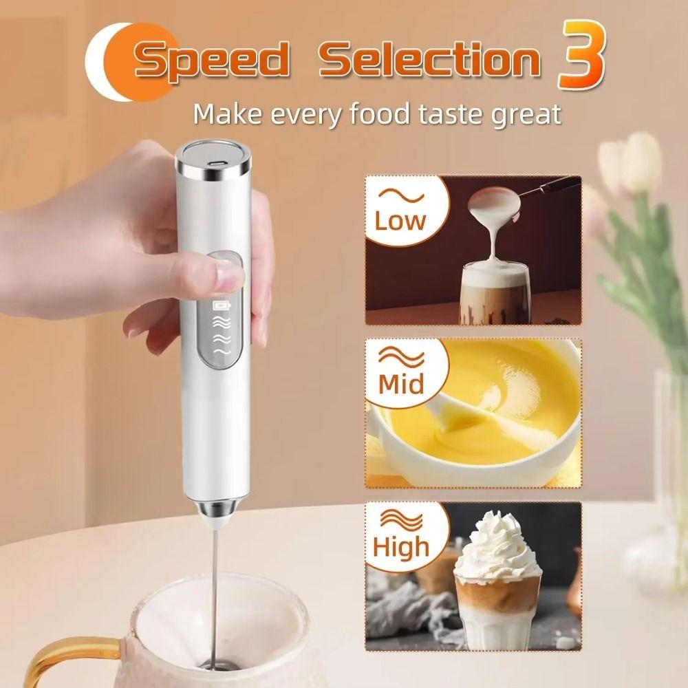 3 Gear Speed Coffee Whisk Handheld Egg Beater Mini Electric Milk Frother Cream