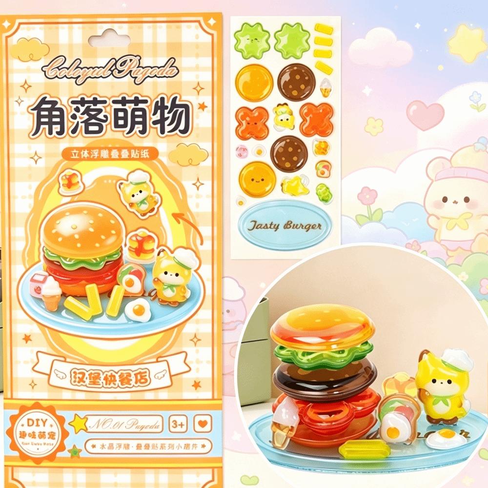 Multifunctional 3D Crystal Stackable Stickers Reusable Cartoon Embossed Decals Daily Use