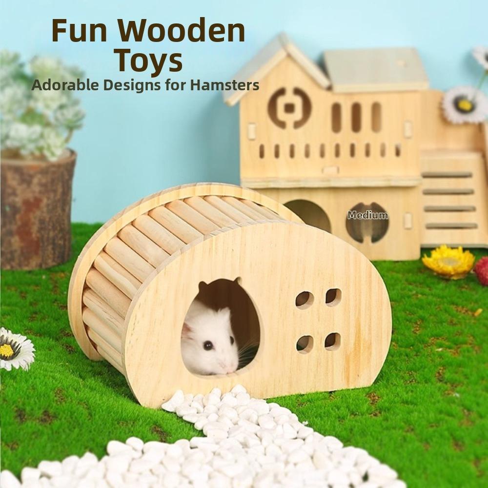 Natural Wood Hamster Hideaway Arch Design Gerbils Hiding Villa New Small Pet Castle  Cage Decor