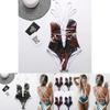 Women Elegant Floral Print Deep V Neck Backless Bandage Bathing One Piece Swimsuit