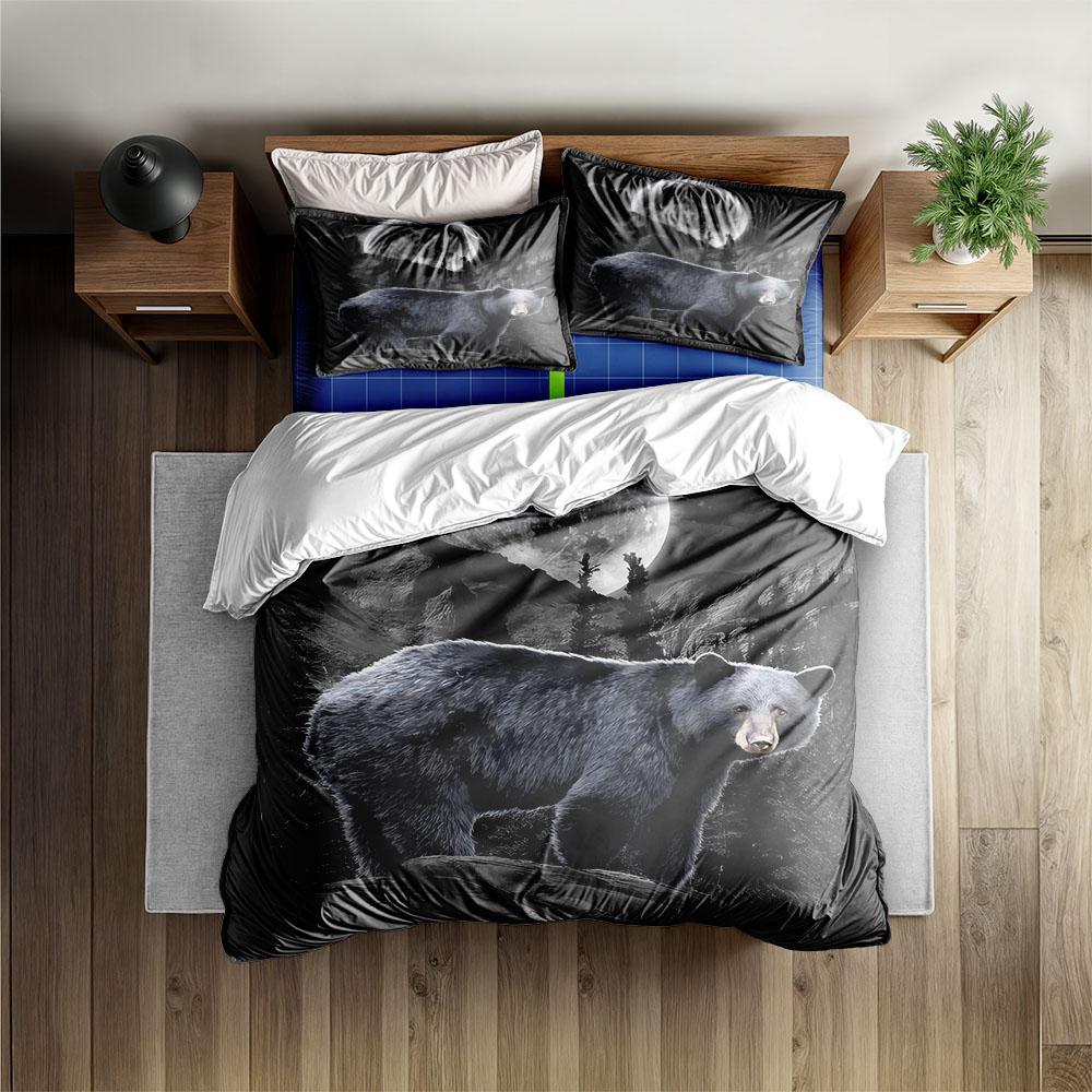 Комплект пододеяльника в клетку буффало с медведями размера кинг, квин, дабл, фулл, твин, одинарный