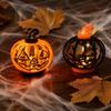 Small Pumpkin Night Lamps Halloween Lantern, LED Light Up Hollow Ornament, Battery Operated Lamp for Party Statue with Warm Indoor Outdoor Decor Home