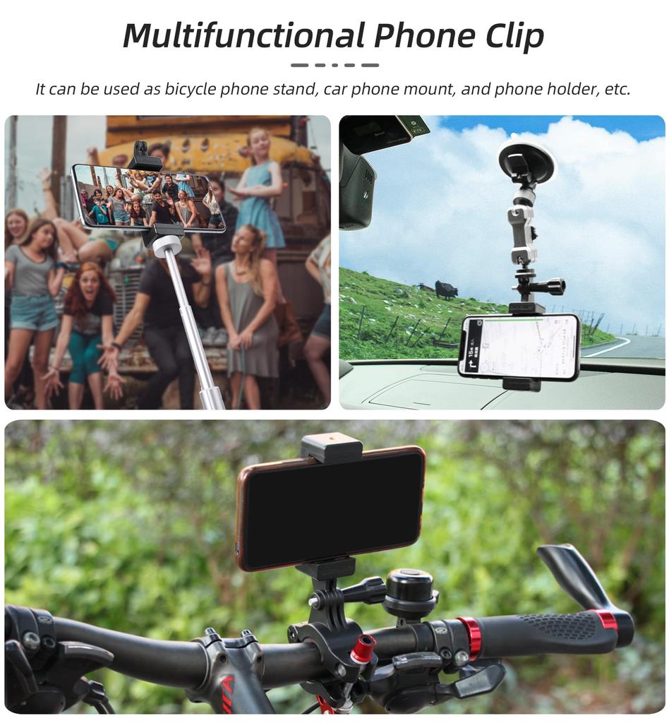 For DJI Pocket 3 Phone Holder Set Expansion Accessories with 1/4" Thread Hole Compatible with DJI Osmo Pocket 3 and Smartphone