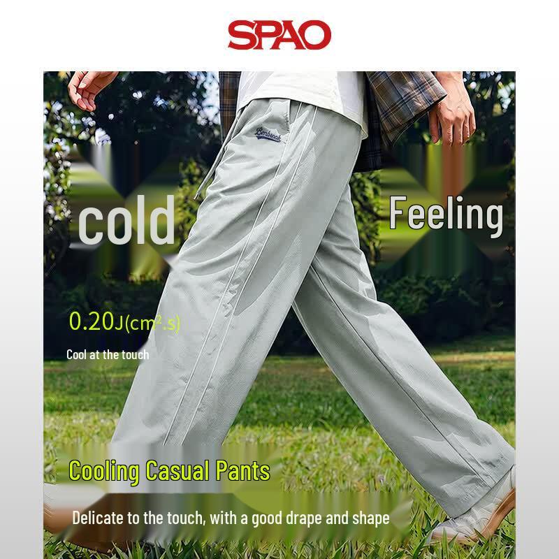 Мужские летние ретро свободные брюки SPAO с защитой от солнца прямого кроя