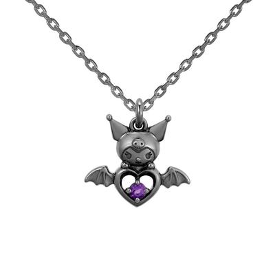 Персонажи Sanrio Куроми Ожерелье Аксессуар KUROMI Ожерелье с Дьявольским Сердцем Серебряное Популярное Ювелирное Изделие Подарок [U-Treasure] (Черное покрытие) Женский
