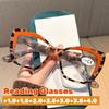 Fashion Cat Eye Anti Blue Light Reading Glasses Women Retro Large Frame Decorative Far Sight Eyeglasses Color Blocked Eyewear