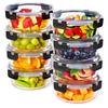 Circular Glass Meal Prep Containers Set of 8 with Airtight Lids (16pcs)