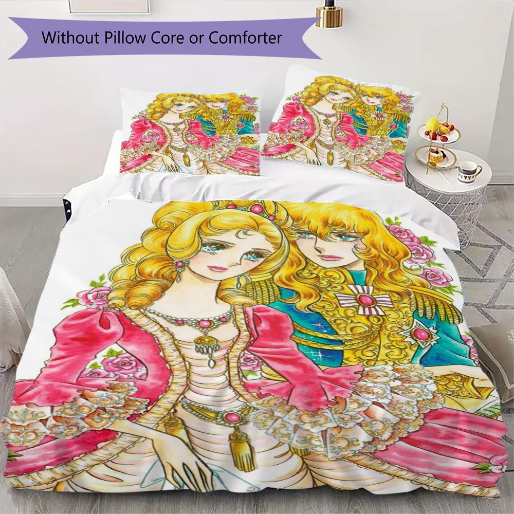 Versailles Rose Love Pattern Bedding uilt Set uilt Cover Pillowcase Home Decoration Birthday Gift (1 * duvet cover + 2 * pillowcase without core)240