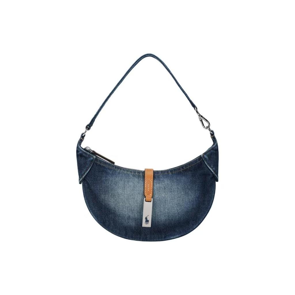 Polo Ralph Lauren Polo ID Brand Logo Zipper Closure Dumpling Bag Cotton Handheld Shoulder Bag Mini Women Bags Blue 100043641