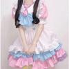 Летнее платье Лолиты большого размера с большим бантом, женская одежда, розовое и голубое, милое платье, костюм горничной для косплея
