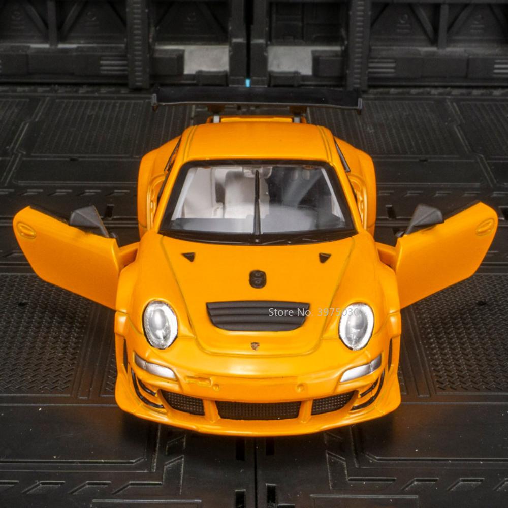 1/32 литой под давлением Porsche 911 GT3 RSR спортивная модель автомобиля игрушка со звуком и светом инерционные функциональные игрушки для мальчика подарок на день рождения