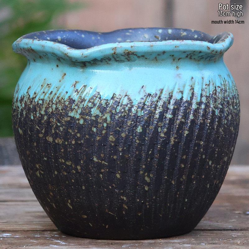 Large Ceramic Terracotta Flower Pot for Balcony and Living Room - Ideal for Succulents, Orchids, Green Radish, and Plants