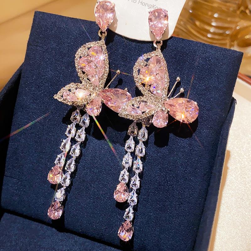 Французский придворный стиль Серьги-пусеты с прямоугольным цирконом на серебряных иглах Изысканные легкие роскошные высококлассные серьги Преувеличенные серьги Женщины