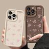 For iPhone 16 Pro 15 14 Plus 13 12 Pro Max 11 Xs Xr 8 7 Pink Bowknot Pattern Shockproof Matte Soft Tpu Candy Color Anti-Fall Lens Protection Cover