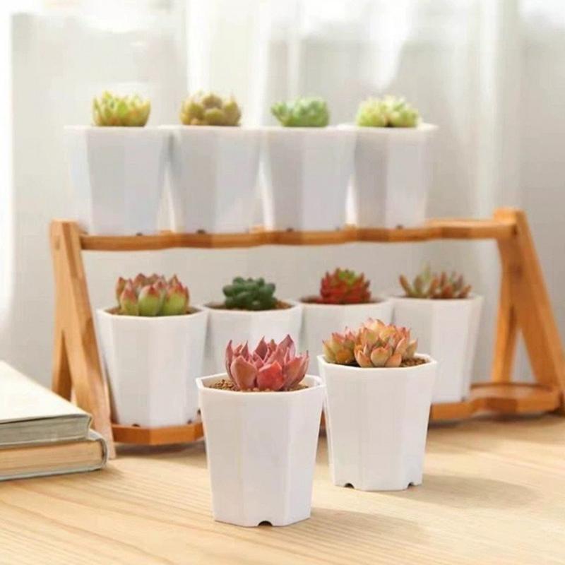 20 PCS Octagonal Flowerpot Plastic Flower Pots Set White Plant Pot with Drainage Holes Indoor Outdoor Succulents Growth Pots ZYF