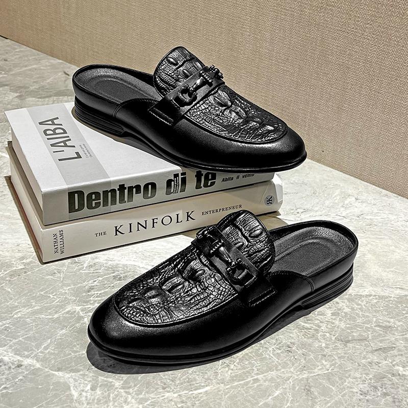 Дизайнерские мужские повседневные туфли модного бренда, высококачественные роскошные шлепанцы из натуральной кожи, модные летние полуботинки 2025 для мужчин, мокасины